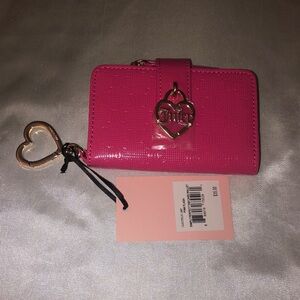 Juicy Couture Pink Flash Simply Perfect Tab Card Wallet Faux Patent Leather NWT